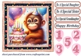 Birthday monkey card front 3