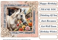 Framed white horse card front 6