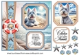 2 Panel West Highland terrier on beach card front 1