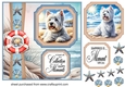 2 Panel West Highland terrier on beach card front 2