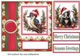 Poinsettia Christmas animal card front N3
