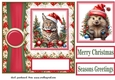Poinsettia Christmas animal card front N4