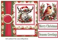 Poinsettia Christmas animal card front N5