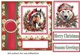 Poinsettia Christmas animal card front N6