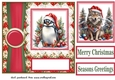 Poinsettia Christmas animal card front N7