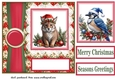 Poinsettia Christmas animal card front N8