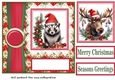 Poinsettia Christmas animal card front N9
