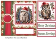Poinsettia Christmas animal card front N11