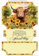 Sunflower Highland cow easel topper and layered stopper(no base included) 2