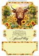 Sunflower Highland cow easel topper and layered stopper(no base included) 3