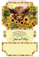 Sunflower Highland cow easel topper and layered stopper(no base included) 4