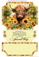 Sunflower Highland cow easel topper and layered stopper(no base included) 5