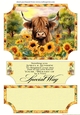 Sunflower Highland cow easel topper and layered stopper(no base included) 6