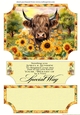 Sunflower Highland cow easel topper and layered stopper(no base included) 7