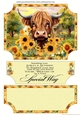 Sunflower Highland cow easel topper and layered stopper(no base included) 9
