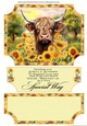 Sunflower Highland cow easel topper and layered stopper(no base included) 10