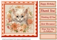 Peach floral kitten card front 7