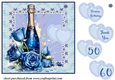 Blue roses and champagne card front 5
