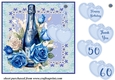 Blue roses and champagne card front 6