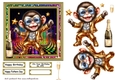 6x6 aprox Disco monkey card front 3