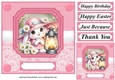 Pink daisy bunny card front 2