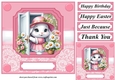 Pink daisy bunny card front 4