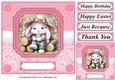 Pink daisy bunny card front 5