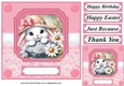 Pink daisy bunny card front 6