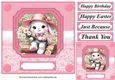 Pink daisy bunny card front 7
