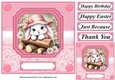 Pink daisy bunny card front 8