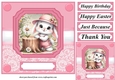 Pink daisy bunny card front 9