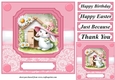 Pink daisy bunny card front 10
