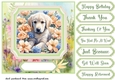 Framed floral puppy card front 8