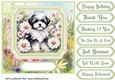 Framed floral puppy card front 11