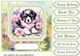 Framed floral puppy card front 13