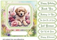 Framed floral puppy card front 16