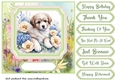 Framed floral puppy card front 18