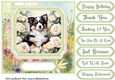 Framed floral puppy card front 19