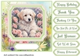 Framed floral puppy card front 24