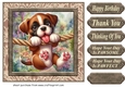 Pup playing in garden card front 9