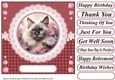 Pink floral cat card front 7