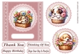 Pup in floral basket card front 3