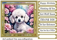 Floral Poodle puppy card front 3