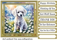 Floral Poodle puppy card front 8