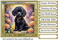 Floral Poodle puppy card front 10