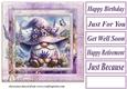 Lavender and butterfly gnome card front 2