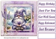 Lavender and butterfly gnome card front 6
