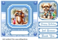 Pup with cocktail on beach card front 3