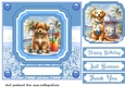 Pup with cocktail on beach card front 5