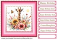 Pink floral giraffe card front 2